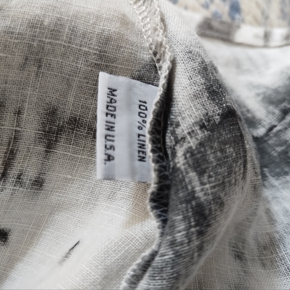 BRYN WALKER Pure Linen Heavy Shibori Print Asymmetric Top M - Picture 3 of 3